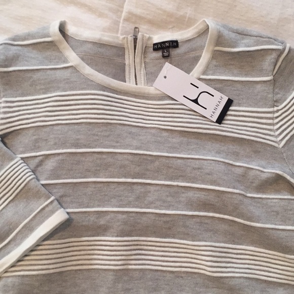 Gray and white striped top / sweater, size L - Picture 3 of 5